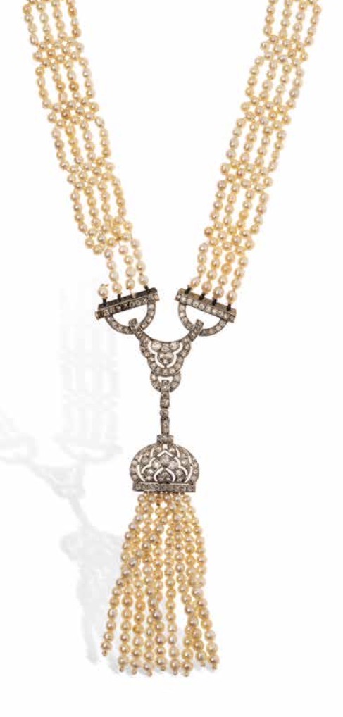 FELIX RAILLON Demi-parure, ici seul le collier ruban de petites perles peut-être fines est représenté